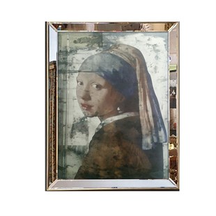 İnci Küpeli Kız Eskitme Ayna Tablo